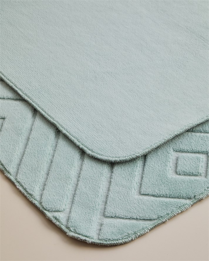 Twillow Kaydırmaz Taban Banyo Paspası Seti 60x100 cm + 50x60 cm Su Yeşili