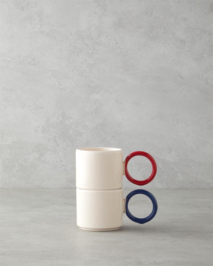 Twin Halo Seramik 2li Kupa 184 ml Kırmızı - Lacivert