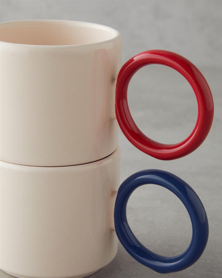 Twin Halo Seramik 2li Kupa 184 ml Kırmızı - Lacivert