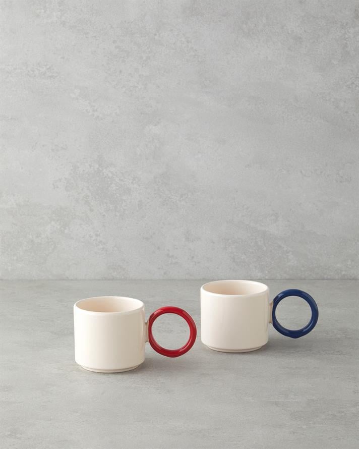 Twin Halo Seramik 2li Kupa 184 ml Kırmızı - Lacivert