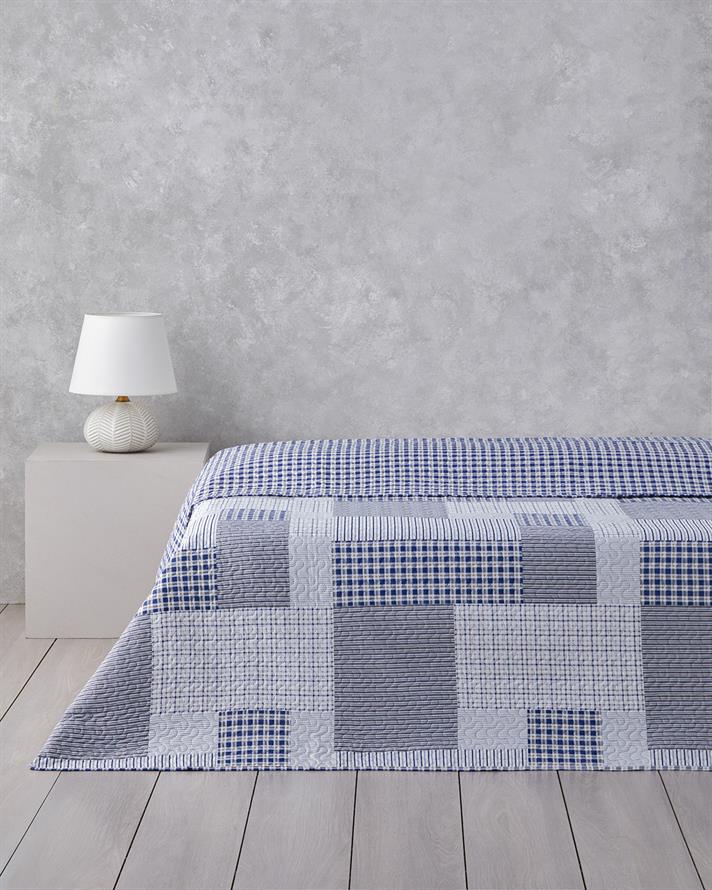 Urban Patchwork Tek Kişilik Çok Amaçlı Örtü 160x220 cm Lacivert