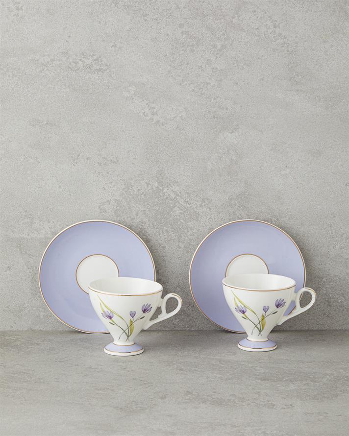 Valentina New Bone China 4 Parça 2 Kişilik Kahve Fincan Takımı 80 ml Lila