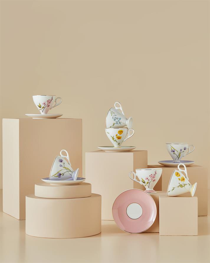 Valentina New Bone China 4 Parça 2 Kişilik Kahve Fincan Takımı 80 ml Açık Yeşil