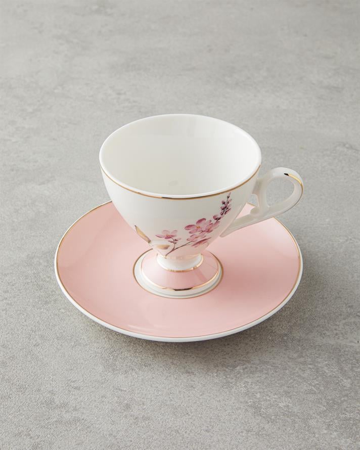 Valentina New Bone China 4 Parça 2 Kişilik Kahve Fincan Takımı 80 ml Pembe