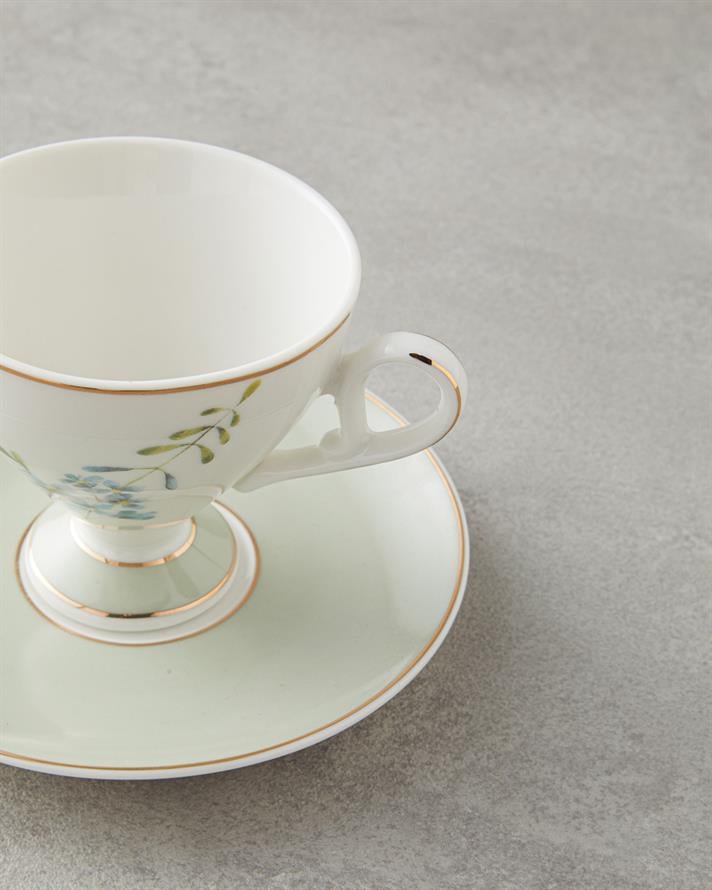 Valentina New Bone China 4 Parça 2 Kişilik Kahve Fincan Takımı 80 ml Açık Yeşil