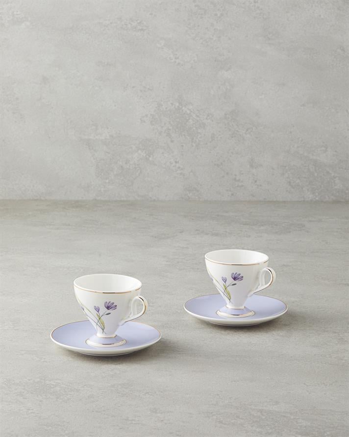 Valentina New Bone China 4 Parça 2 Kişilik Kahve Fincan Takımı 80 ml Lila