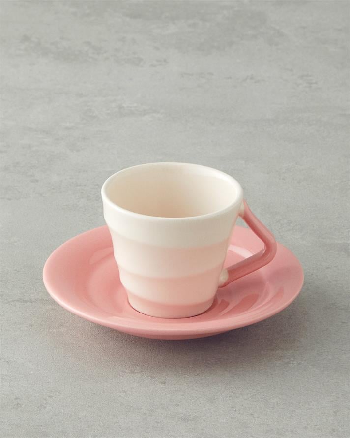 Valora Seramik 4 Parça 2 Kişilik Kahve Fincan Takımı 90 ml Pembe