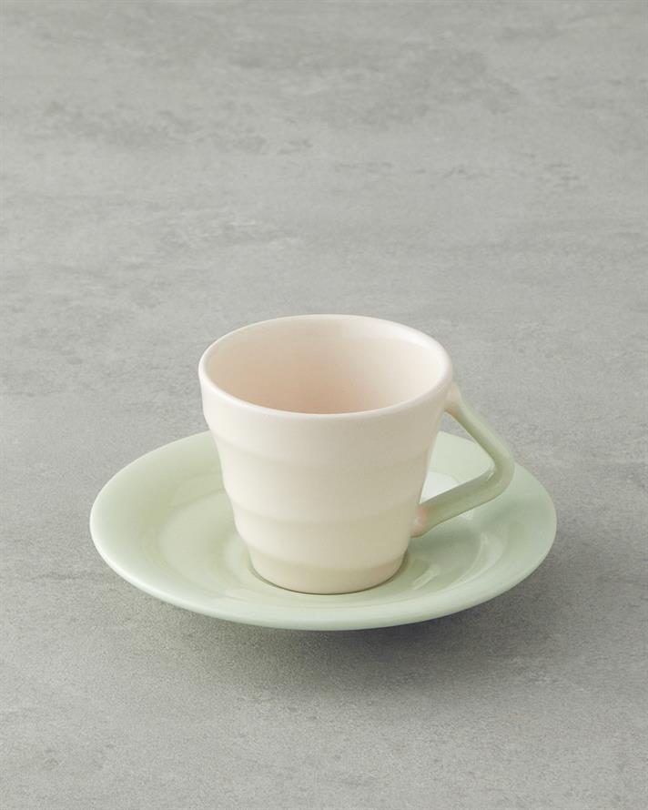 Valora Seramik 4 Parça 2 Kişilik Kahve Fincan Takımı 90 ml Açık Yeşil
