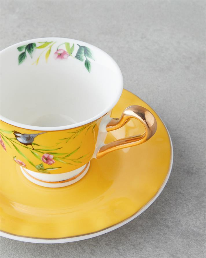 Vanilla Mood New Bone China 12 Parça 6 Kişilik Kahve Fincan Takımı 90 ml Sarı
