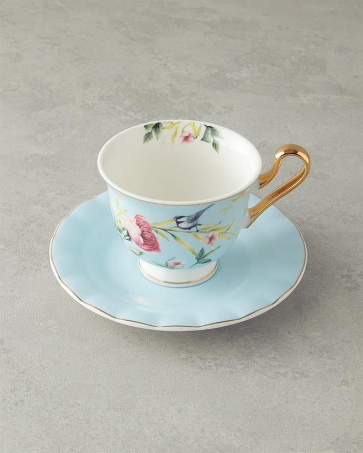 Vanilla New Bone China Çay Fincanı Takımı 4 Parça 2 Kişilik Açık Mavi