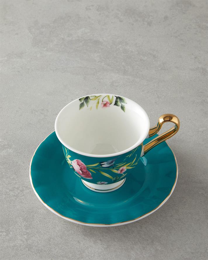 Vanilla New Bone China Çay Fincanı Takımı 4 Parça 2 Kişilik Turkuaz