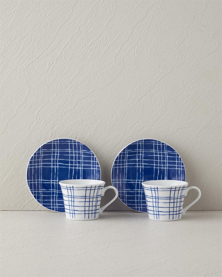 Vera Porselen 4 Parça 2 Kişilik Kahve Fincan Takımı Mavi