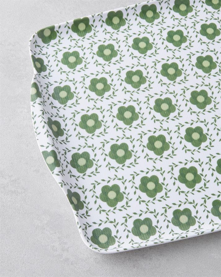 Verdura Melamin Kaydırmaz Tepsi 25x38 cm Yeşil