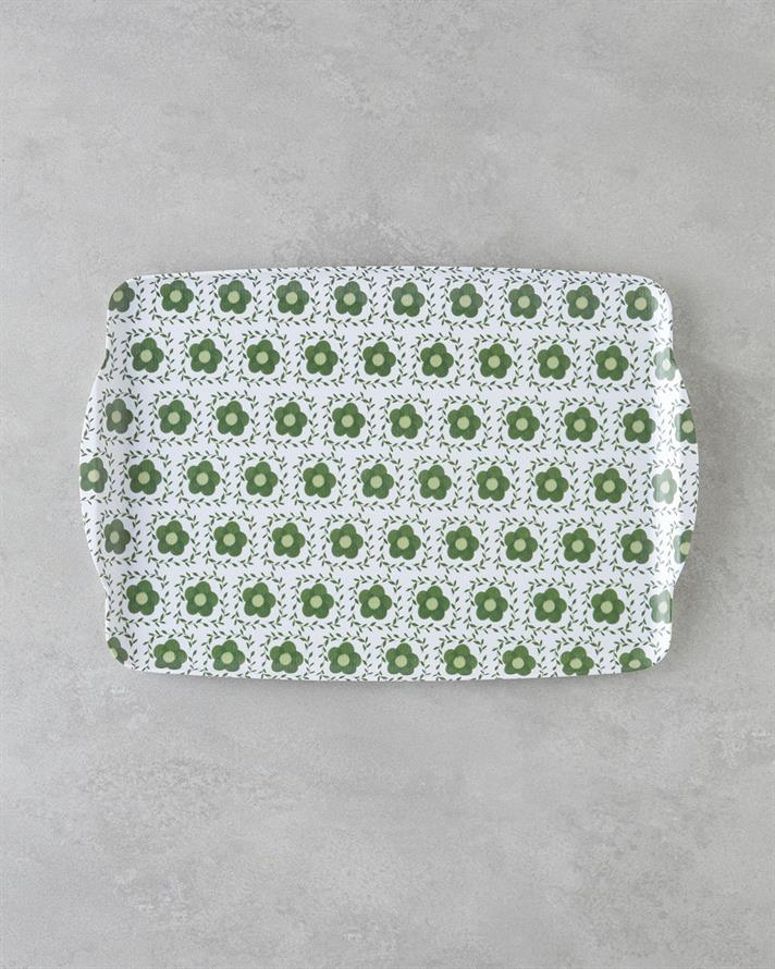 Verdura Melamin Kaydırmaz Tepsi 25x38 cm Yeşil
