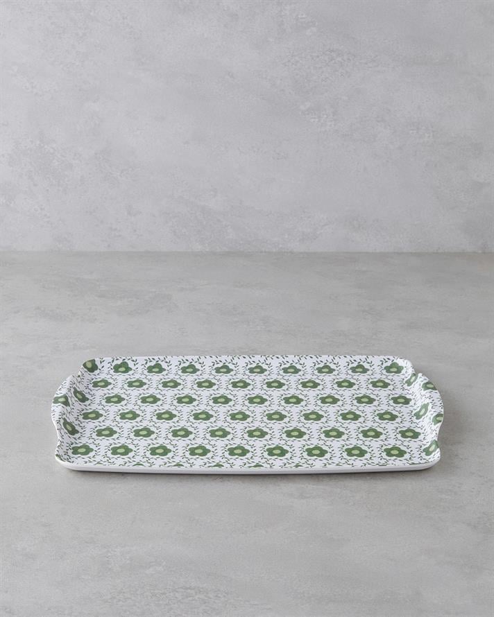 Verdura Melamin Kaydırmaz Tepsi 25x38 cm Yeşil