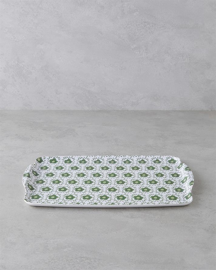 Verdura Melamin Kaydırmaz Tepsi 25x38 cm Yeşil