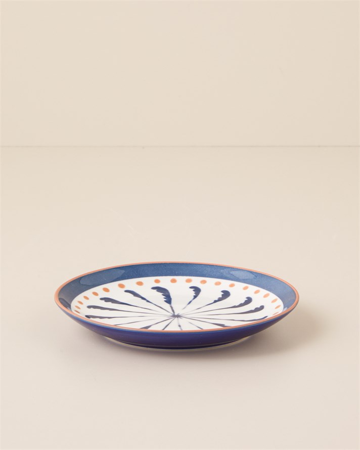 Verlune New Bone China Pasta Tabağı 15 cm Mavi - Pembe