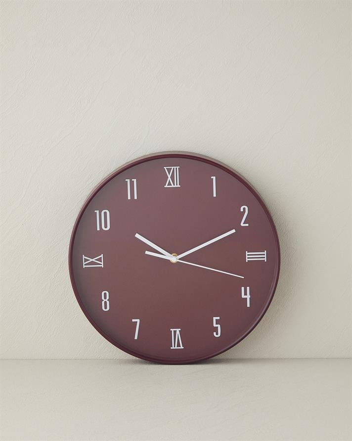 Verna Duvar Saati 30 cm Bordo