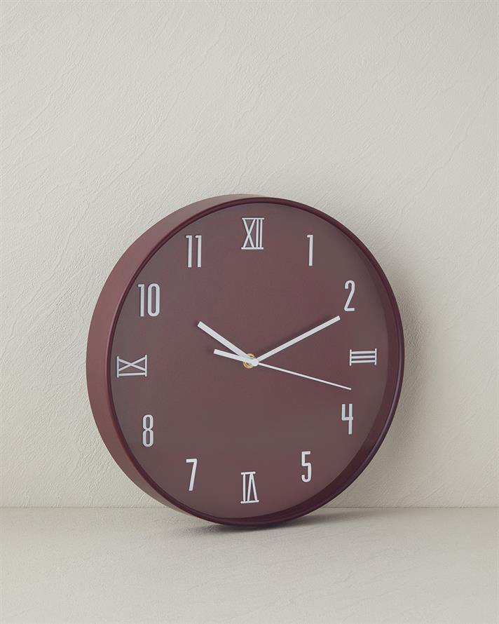 Verna Duvar Saati 30 cm Bordo