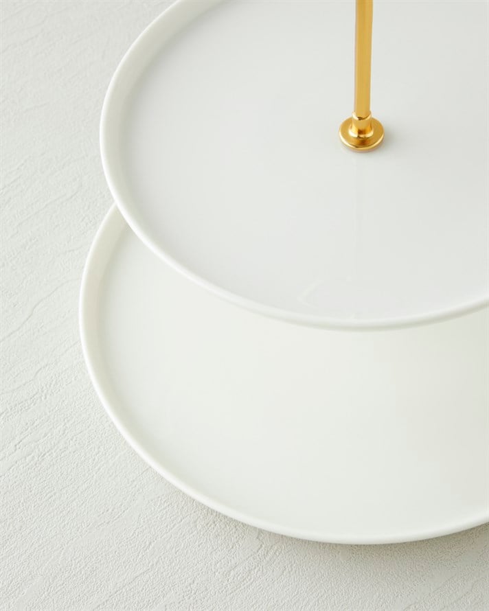 Verona Porselen Katlı Servis 21+26 cm Beyaz