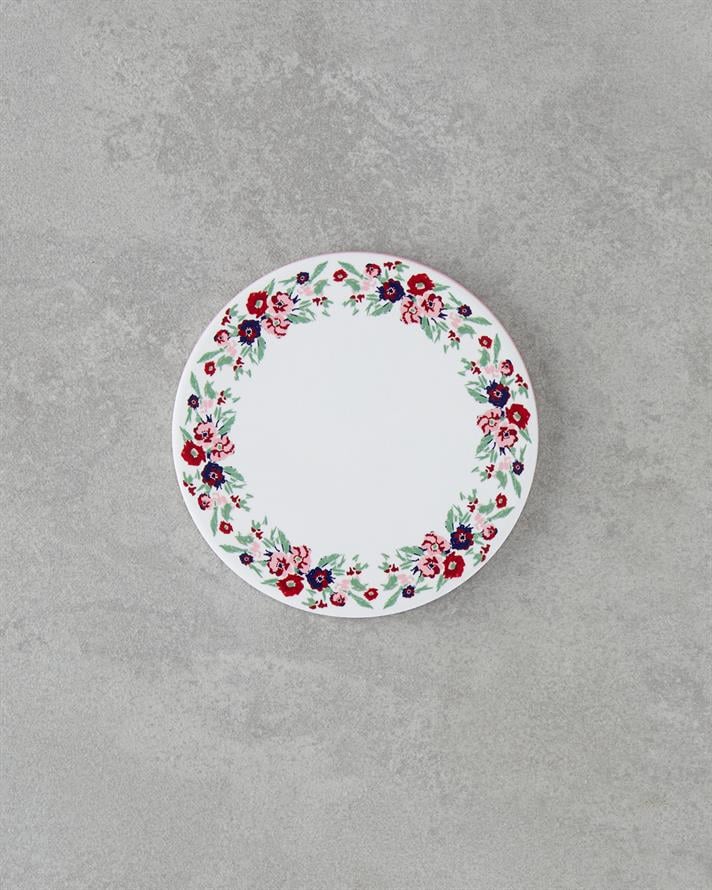 Vespera Seramik Bardak Altlığı 11 cm Beyaz - Pembe