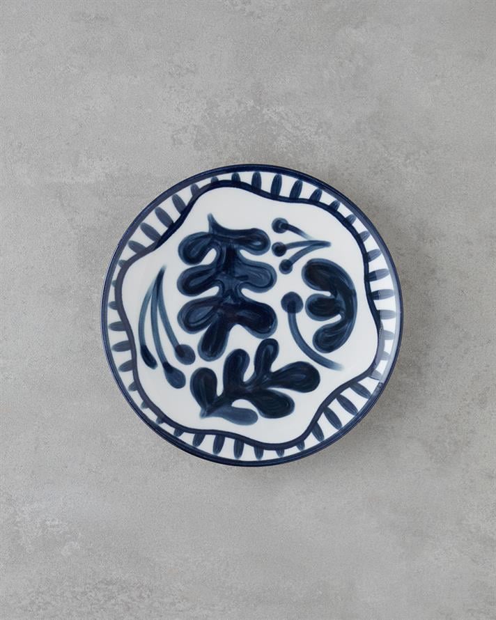 Via Porselen 6lı Pasta Tabağı 21 cm Beyaz - Lacivert