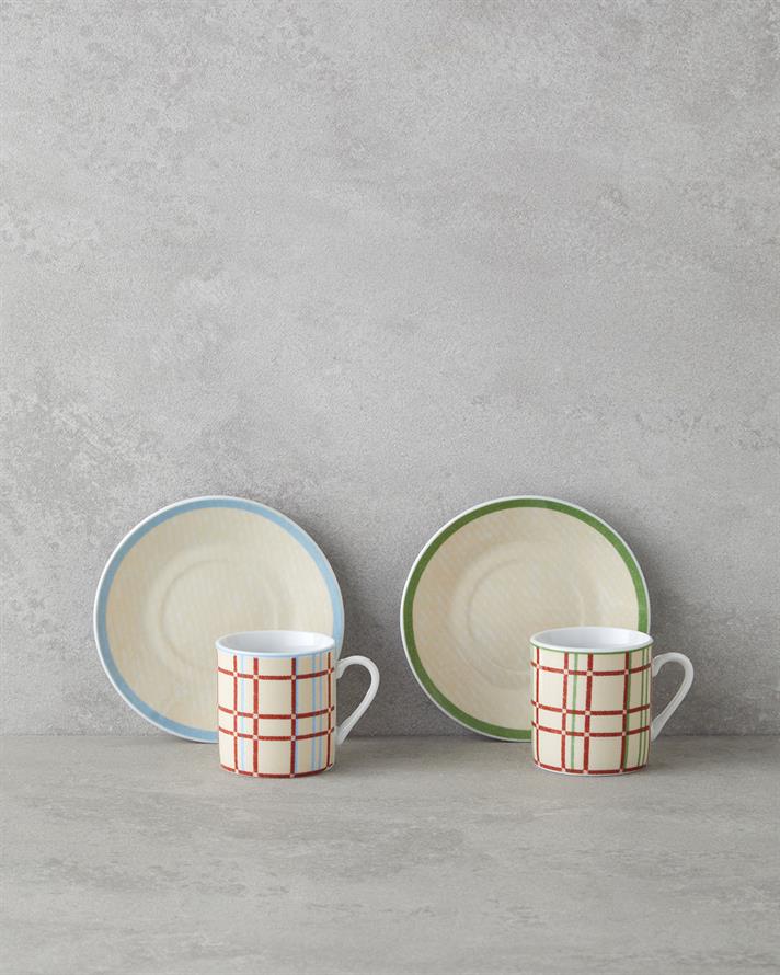 Vibe Porselen 4 Parça 2 Kişilik Kahve Fincan Takımı 80 ml Renkli