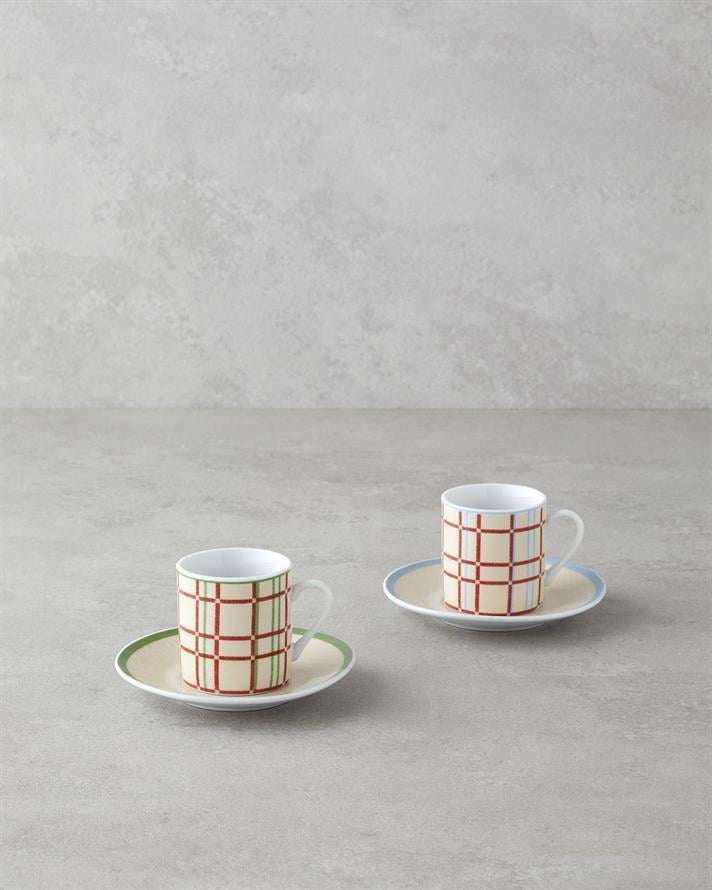 Vibe Porselen 4 Parça 2 Kişilik Kahve Fincan Takımı 80 ml Renkli