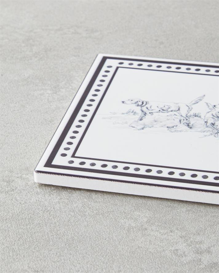 Victoria Seramik Bardak Altlığı 10.8x0.8 cm Siyah - Beyaz