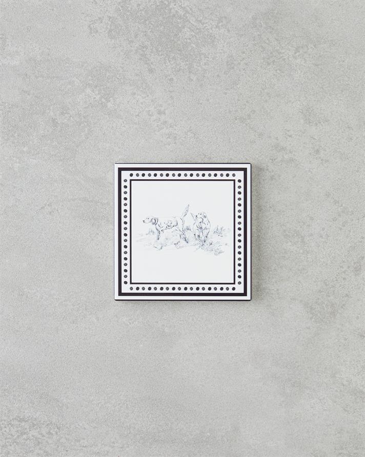 Victoria Seramik Bardak Altlığı 10.8x0.8 cm Siyah - Beyaz