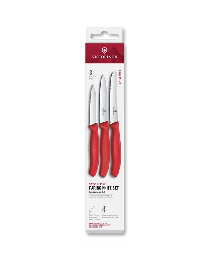 Victorinox 6.7111.34C1 Paslanmaz Çelik 3’lü Set Bıçak Seti Kırmızı
