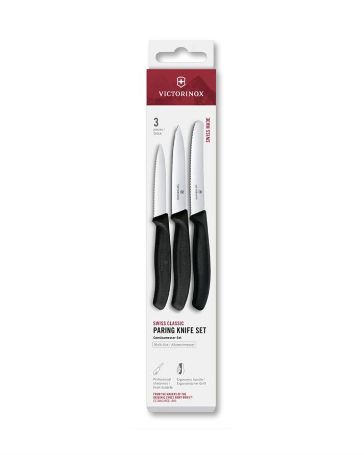 Victorinox 6.7113.34 Swiss Classic Paslanmaz Çelik 3lü Set Bıçak Seti Siyah