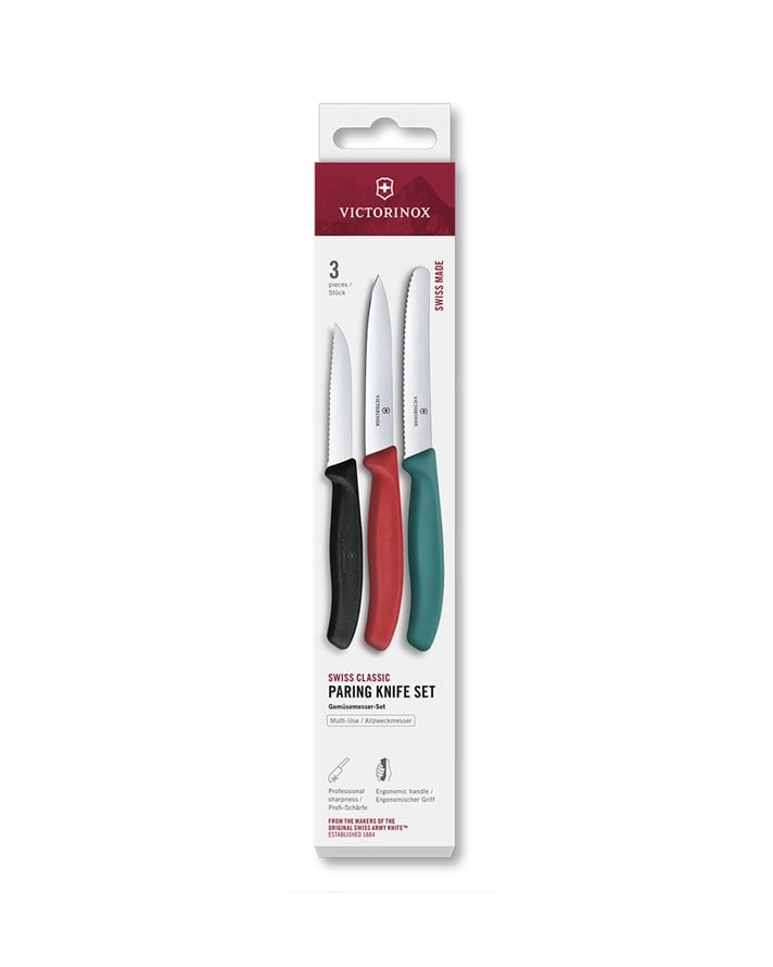 Victorinox 6.7116.34C1 Swiss Classic Paslanmaz Çelik 3lü Bıçak Seti Renkli