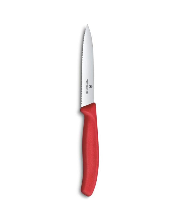 Victorinox 6.7731.C1 Swiss Classic Paslanmaz Çelik Tırtıklı Soyma Bıçak 10 cm Kırmızı