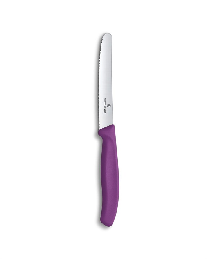 Victorinox 6.7835.C1 Paslanmaz Çelik Tırtıklı Soyma Bıçak 11 cm Mor