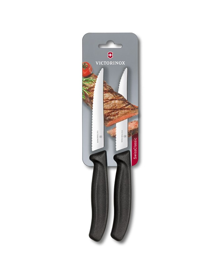 Victorinox 6.7933.B Paslanmaz Çelik 2li Tırtıklı Bıçak Seti 12 cm Siyah