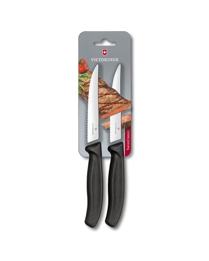 Victorinox 2li Tırtıklı Steak Bıçak 12 cm Siyah