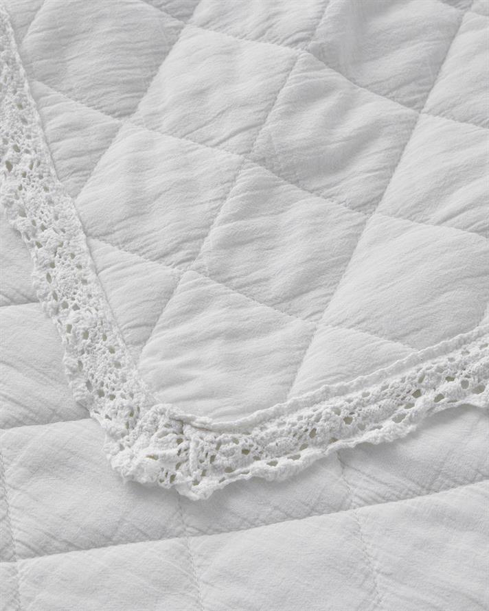 Vintage Diamond Çift Kişilik Yatak Örtüsü Takımı 200x220 cm Beyaz