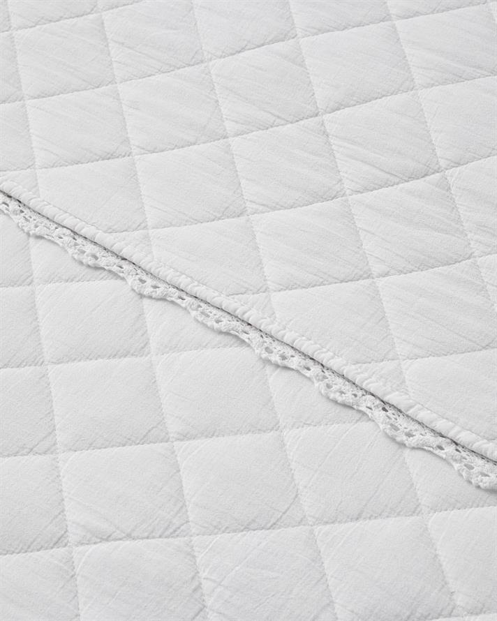 Vintage Diamond Çift Kişilik Yatak Örtüsü Takımı 200x220 cm Beyaz
