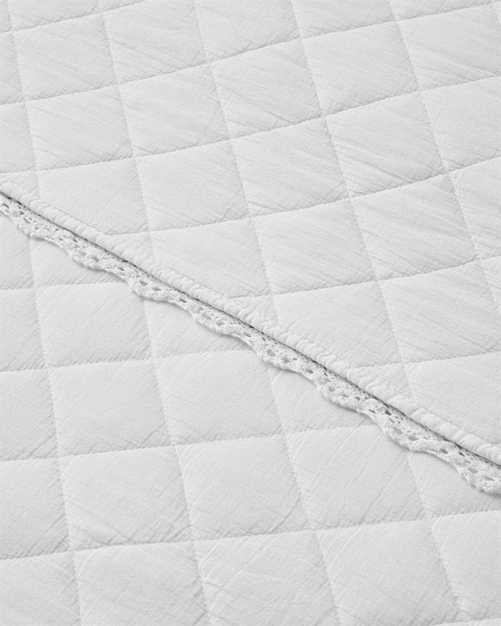 Vintage Diamond King Size Yatak Örtüsü Takımı 240x220 cm Beyaz