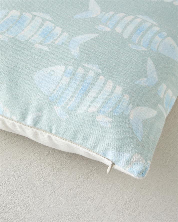 Vintage Marine Dijital Baskı Kırlent Kılıfı 45x45 cm Mavi-yeşil