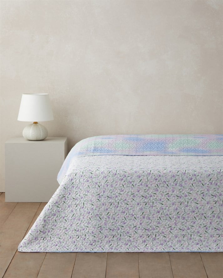 Viola Bloom Tek Kişilik Çok Amaçlı Örtü 160x220 cm Mor