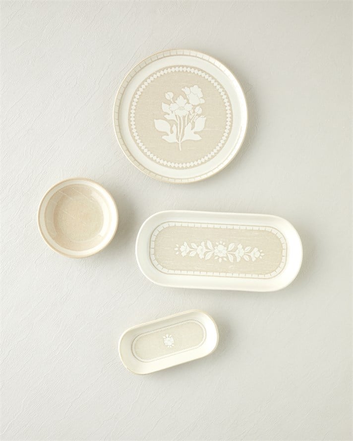 Viola Stoneware Kahvaltı ve Sunum Seti 12 Parça 6 Kişilik Bej