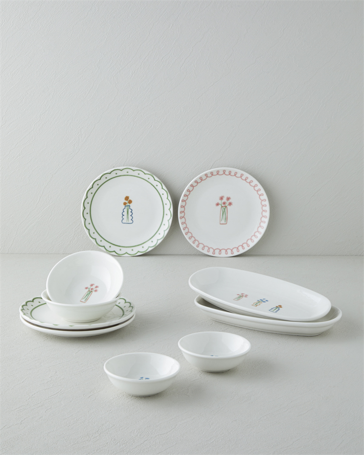 Violet Porselen Kahvaltı Takımı 10 parça 4 kişilik Renkli