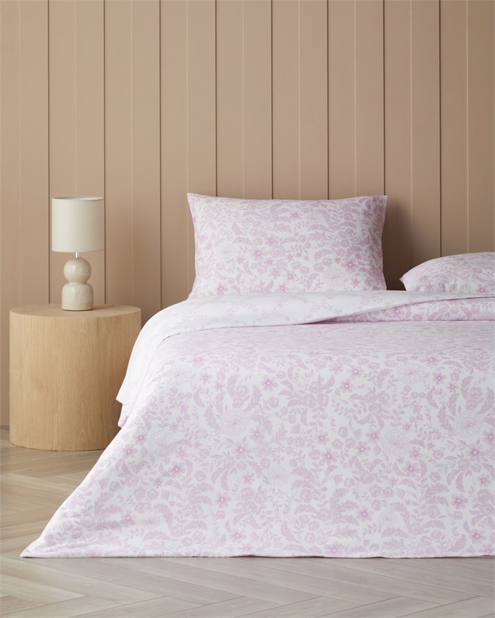 Vionne Kolay Ütülenir Çift Kişilik Çarşaflı Nevresim Takımı 200x220 cm Fuşya