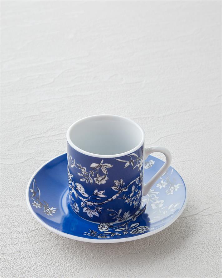 Viva Porselen 4 Parça 2 Kişilik Kahve Fincan Takımı 80 ml Lacivert