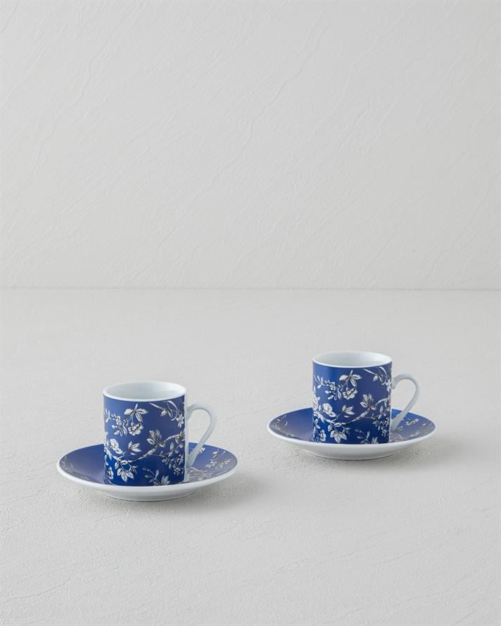 Viva Porselen 4 Parça 2 Kişilik Kahve Fincan Takımı 80 ml Lacivert