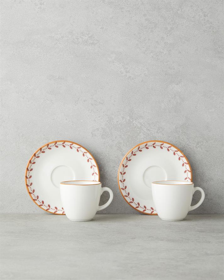 Vivara Bone Porselen 12 Parça 6 Kişilik Kahve Fincan Takımı 90 ml Pembe