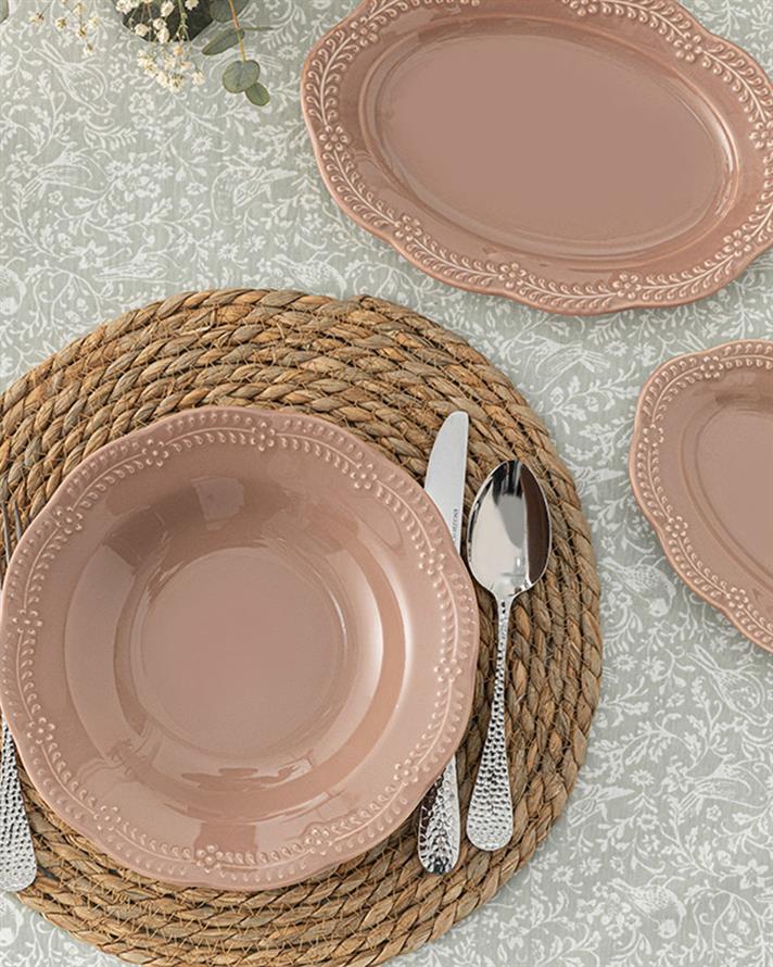 Viyana Porselen Çukur Tabak 23 cm Gül Kurusu