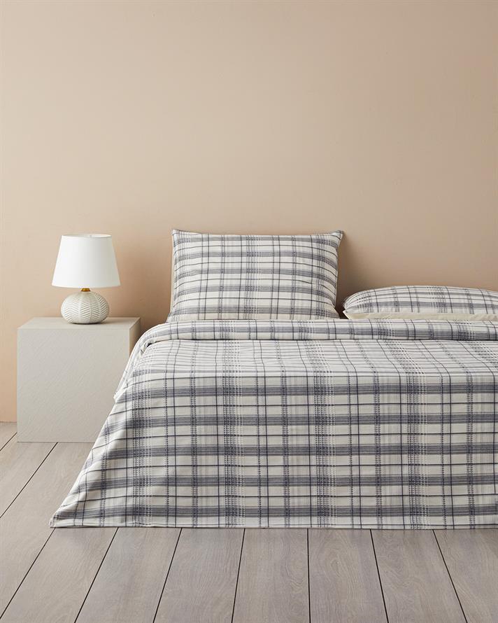 Waffle Check İpliği Boyalı Çift Kişilik Nevresim Takımı 200x220 cm Gri